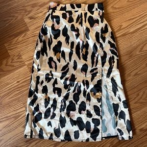 Satin Cheetah Print Skirt
